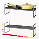 Hole Pattern Expandable Shelf Organizer,2Pack 10.2" Wide Easy to Assemble Cabinet Organizer Shelf, 16.5~27.1" Adjustable Height&Stackable Spice Organization for Cupboard, Black by CozyNest Decor