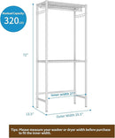 Over Washer and Dryer Shelves,2 Tier Adjustable Height Wire Shelving Laundry Room Storage Organization Clothes Drying Rack with Hanger Rod&Hooks,Space Saving Organizers Shelf,White by CozyNest Decor