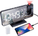 Projection Alarm Clock for Bedrooms Ceiling, Digital Clock Radio with USB Charger Port, Temperature & Humidity Display, 7.3” Large LED Display,12/24H,Snooze,Dual Loud Clock- 4 Dimmer by TinyTreasures Baby Boutique