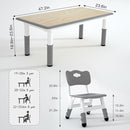 Kids Study Table and 6 Chairs Set,Height Adjustable Table and Chairs for Children and Toddlers,47.2"X23.6"Graffiti Desktop,Suitable for Daycare,Classrooms, Home by CozyNest Decor