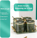 Acrylic Condiment Spice Jars,Condiment Spice Box With Lids and Spoons and Tray,Clear Plastic Condiment Canisters,Seasoning Box 4 Pack,Seasoning Box Set for Kitchen to Storage Salt,Paprika,Sugar by CozyNest Decor
