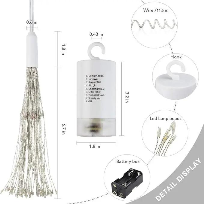 FOOING 6 Pack Firework Lights Led Copper Wire String Lights 8 Modes Battery Operated Fairy Lights with Remote,Wedding Decorative Hanging Lights for Party Patio (Warm White), photo 6 of 7