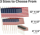 American Flags on Stick - Handheld Spearhead US Flag for 4th of July, Memorial Day Event Decorations - Patriotic Decor for Indoors & Yard - Wooden Stick, Cotton Fabric (12" X 18" - 144 Pack) by GreenHaven Gardens