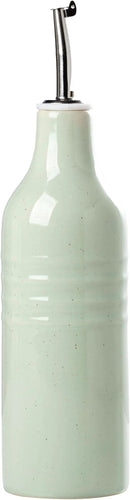 famiware Jupiter 16oz Ceramic Olive Oil Dispenser Bottle, 1 Piece Oil Dispenser for Kitchen with Stainless Steel Pourers, Suitable for Storage Vinegar, Soy Sauce, Coffee Syrup, Light Green by CozyNest Decor