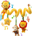 Jollybaby Crib Stroller Car Seat Toys for Baby 0-3-6-9-12 Months, Tummy Time Hanging Sensory Toys for Newborn with Music Box and Teether, Spiral Carseat Toy for Infant Boys Girls Gifts (Little Lion) by TinyTreasures Baby Boutique