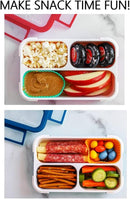 kinsho Snack Containers - Small Bento Lunch Box for Kids Girls Boys Toddlers | MINI Leakproof Boxes, Baby Bentobox for School Daycare Travel, Portion Containers, 2 pack, Red Navy Blue by TinyTreasures Baby Boutique