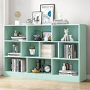 IOTXY Open Shelf Low Bookcase - Wooden 3-Tier Floor Standing Display Cabinet Organizer with Base, 10 Cubes Short Horizontal Bookshelf in Tiffany-Green by CozyNest Decor
