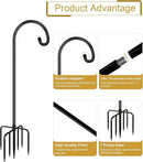 Shepherd Hook 108 Inch Tall Heavy-Duty Metal Garden Hanging Pole Stake for Bird Feeder Pole Plant Baskets, Black (2 Pack) by GreenHaven Gardens