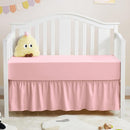 Horbaunal 2 Pack Set Crib Skirt & Crib Bed Sheet, Pink Crib Bed Skirt 28" x 52" with 14" Drop Dust Ruffle, Soft Microfiber Toddler Bedskirt Nursery Bedding Skirt for Baby Girls and Boys by TinyTreasures Baby Boutique