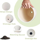 10 Inch Ceramic Planter Pot Large Plant Pot with Drainage Hole and Saucer Modern Round Flower Pot for Indoor Outdoor Plants Garden Pot White