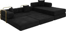 108" Oversized Convertible Sleeper Sofa Bed, Corduroy L Shape Sectional Couch, Folding Sofa Bed with Side Pocket, Modern Cloud Floor Mattress Couch, Modular Sofa for Living Room, Black by CozyNest Decor