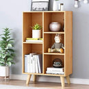 IOTXY Wooden Open Shelf Bookcase - 3-Tier Floor Standing Display Cabinet Rack with Legs, 5 Cubes Bookshelf, Pear Yellow by CozyNest Decor