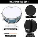 Snare Drum Kit, 14" x 5.5" Marching Snare Drum + Storage Padded Bag + Silent Mute Pad + A Pair Of 5A Drumsticks + Drums Key, Portable Drums Hardware Set for Adults Kids Student Beginners (Blue) by TinyTreasures Baby Boutique