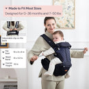 BabbleRoo Grow Carrier – Safety-Certified 6-in-1 Baby Carrier with Hip Seat, Ergonomic & Adjustable Toddler Carrier 7-50 lbs with Hip Support, Hood for Sun Protection, Newborn to Toddler, Navy Hearts by TinyTreasures Baby Boutique