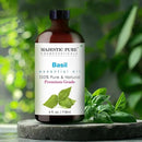Majestic Pure Basil Essential Oil with Glass Dropper - Huge 4 Fl Oz - 100% Pure and Natural Basil Oil - Premium Grade Essential Oils for Diffuser, Aromatherapy, Soap and Candle Making by CozyNest Decor