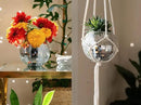 Hanging Disco Ball Planter 8" - with Acrylic Stand and Macrame Plant Hanger - Home Décor, Room Décor, Mirror Disco Planter, Disco Decor (6" with White Hanger, Flat Base) by GreenHaven Gardens