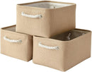 TheWarmHome Storage Bins for Shelves - Medium 3Pack 13.8L*9.8W*6.7H inch Canves Storage Basket for Organizing, Fabric Storage with Handles for Clothes Baby Dog Toys(Beige) by TinyTreasures Baby Boutique