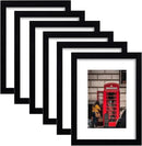 11x14 Picture Frame Set of 6, Display Pictures 8x10 with Mat or 11x14 Without Mat for Wall Mounting,Black by CozyNest Decor