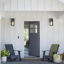 mirrea 11" Classic Outdoor Wall Sconce 1 Light in Matte Gray Rectangular Metal Frame and Clear Glass Shade Waterproof Porch Light Patio Light Pack of 2 by CozyNest Decor