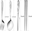 3 Pack Reusable Flatware Sets Knife, Fork, Spoon, Chopsticks, 12Pcs Portable Travel Stainless Steel Tableware Dinnerware with Carrying Case by CozyNest Decor