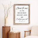 Christian Wooden Wall Signs, Living Room Decor, Bedroom Signs, Scripture Home Decor, Bible Verse Decoration, Framed Wall Plaque Sign 15 * 11.5 inches, Come to Me Sign by CozyNest Decor