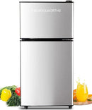 Compact Refrigerator with Freezer, 3.5 cu ft Countertop Mini Fridge with Adjustable Mechanical Thermostat, Retro Compact Fridge for Office, Bedroom, Dorm or Cabin, Silver by CozyNest Decor