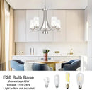 BONLICHT 5 Lights Traditional Chandelier Brushed Nickel Kitchen Island Dining Room Lighting Fixtures Hanging Seeded Glass Pendant Light Modern Flush Mount Ceiling Light for Living Room Bedroom Foyer by CozyNest Decor