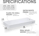 Homeforia White Floating Shelf 12 inch, High End Solid Real Wood Small 12inch Floating Shelves for Wall Mounted, White Wooden 12 in Floating Shelves, Heavy Duty Bracket, 12 X 6.5 X 1.75 inch, Set of 3 by CozyNest Decor