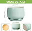 G EPGardening Ceramic Pots for Plants - 9 Inch Ceramic Planter with Drainage and Saucer, Round Planter for Indoor Outdoor Plants, Modern Flower Pots, Garden Decor, Birthday Gifts, Green by GreenHaven Gardens