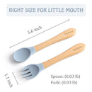 Ginbear Silicone Baby Spoons and Forks Self-feeding 12-18 Months, Soft Tip Baby Flatware Sets for Boy, Toddler Feeding Utensils for Child, 4 Piece Set (Gray/Blue) by TinyTreasures Baby Boutique