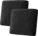 H.VERSAILTEX Velvet Stretch Couch Cushion Cover Plush Cushion Slipcover for Chair Loveseat Sofa Cushion Furniture Protector Seat Cushion Sofa Cover (2 Piece Large Sofa Cushion Covers, Black) by CozyNest Decor