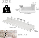 SAUMONIERES Picture Ledge Shelf Floating Book Shelves Set of 2 Wall Mounted Solid Wood for Bedroom Bathroom Living Room Kitchen, 24 Inch White by CozyNest Decor