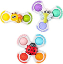 ALASOU 3PCS Pop Suction Cup Spinner Toys for 1 Year Old Boy Girl|Novelty Spinning Tops Toddler Toys Age 1-2|Sensory Baby Bath Toy for Toddlers 1-3|12 18 Months Boy Birthday Gift for Infant by TinyTreasures Baby Boutique