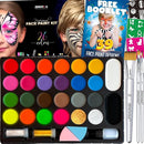 Face Painting Kit for Kids - 26 Colors Face Paint Kit, Non-Toxic and Hypoallergenic, Stencils, Book, and Professional Halloween Makeup Kit - Safe and Easy to Use Face Paint Kit for Kids by TinyTreasures Baby Boutique