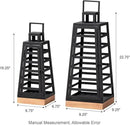 Glitzhome Set of 2 Modern Trapezoid Metal/Wood Decorative Lanterns,Large Candle Lanterns for Living Room,Home,Indoor, Outdoor,Table,Fireplace Mantle Decor -Black(No Glass) by CozyNest Decor