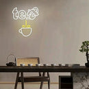 Tea Neon Sign Teapot LED Neon Light White Tea Bar Neon Sign Decor Hanging for Coffee Station, Teahouse, Restaurants, Home, Farmhouse, Kitchen Decoration by CozyNest Decor