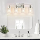 4-Light Bathroom Light Fixtures, Brushed Nickel Vanity Lights with Clear Glass Shades, Modern Bathroom Wall Lamp for Mirror Living Room Cabinet Bedroom Porch by CozyNest Decor