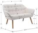48”Small Loveseat Sofa, Modern Sherpa Upholstered Mini Couch 2-Seater Fluffy Love Seat with Quilting Backs and Wood Legs for Living Room, Bedroom and Small Space, White by CozyNest Decor
