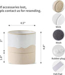 Nihow Self Watering Plant Pot: 4.5 Inch Ceramic Planter with Drainage Hole & Water Storage Plus for Indoor & Outdoor Plants - Cylinder Flower Pot for Herbs/Violets - White & Nature by GreenHaven Gardens