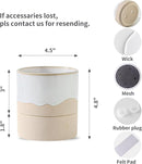 Nihow Self Watering Plant Pot: 4.5 Inch Ceramic Planter with Drainage Hole & Water Storage Plus for Indoor & Outdoor Plants - Cylinder Flower Pot for Herbs/Violets - White & Nature by CozyNest Decor