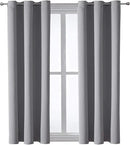 ChrisDowa Grommet Blackout Curtains for Bedroom and Living Room - 2 Panels Set Thermal Insulated Room Darkening Curtains (Light Grey, 42W x 63L) by CozyNest Decor