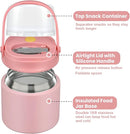 2-in-1 Insulated Food Jar & Snack Container - 15oz Kids Soup Thermos for Hot Food with Handle and Spoon, Leak Proof Reusable Toddler Snack Box, Perfect for School & Travel, Pink by TinyTreasures Baby Boutique