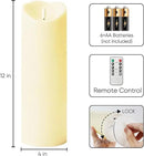 Homemory 4"x12" Outdoor Waterproof Flameless Candles with Timers and Remote Control, Battery Operated Candles, LED Plastic Candles, Dark Ivory, Set of 2 by CozyNest Decor