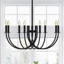 Large Black Chandeliers Light Fixture, Modern Candle Pendant Lighting, Round LED Hanging Lamp Ceiling for Bedroom Living Room Dining Room Kitchen Island Farmhouse (Black-C 8Lights) by CozyNest Decor