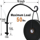 Heavy Duty Hanging Plant Bracket: Outdoor Hand-Forged Hanging Plant Bracket Hook - 16Inch Black Bird Feeder Bracket by GreenHaven Gardens