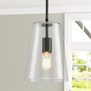 Black Big Pendant Lights Kitchen Island - Clear Glass Pendant Light Fixture Multiple Stems Rods 3 Units 12 Inch 3 Units 4 Inch (2 Pack Black Downrod Pendant with 7.5in W 9.5in H Shade) by CozyNest Decor
