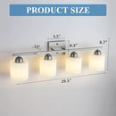 Stainless Steel Milk Glass Vanity Lights for Bathroom, 4 Light Brushed Nickel Bathroom Light Fixtures Over Mirror, Ceramic E26 Sockets Wall Mounted by CozyNest Decor