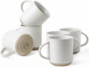 Kanwone Coffee Mugs 16oz, Stoneware Mugs Set, Ceramic Coffee Cups with Handle for Latte, Hot Tea, Cappuccino, Cocoa, Housewarming Wedding Gift, Microwave and Dishwasher Safe, Set of 6, Neutral White by CozyNest Decor