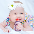 Baby Solids/Frozen Fruit Feeder Pacifier, Infant Teether Toy 4M+, BPA-Free Silicone Pouch & Nipple, Safely Introduce Solids, Teething Relief, 2-Pack (Bear - Purple Pink White, S/M/L) by TinyTreasures Baby Boutique