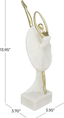 Deco 79 Polystone Dancer Decorative Sculpture Ballet Home Decor Statue with Gold Accents, Accent Figurine 4" x 4" x 14", Cream by CozyNest Decor